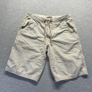 Express Linen Blend Shorts Mens Medium Beige Casual Workwear Outdoor Drawstring